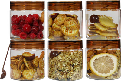 Pearlpet Plastic Fridge Container  - 500 ml(Pack of 6, Brown)