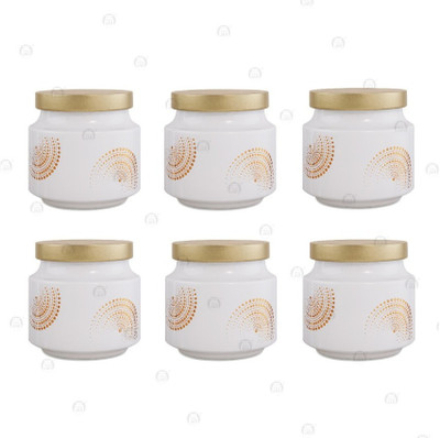 CROCO JAR Glass Grocery Container  - 600 ml(Pack of 6, Gold)
