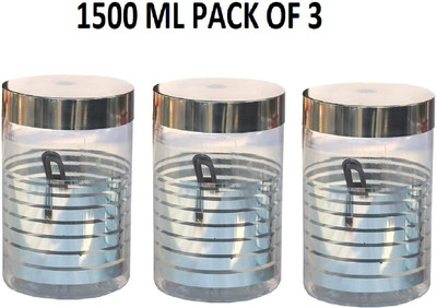 Eos Plastic Grocery Container  - 1500 ml(Pack of 3, Silver)