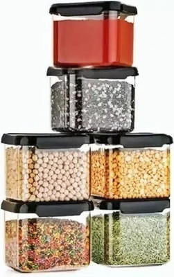 forsel Plastic Grocery Container  - 550 ml(Pack of 12, Black)