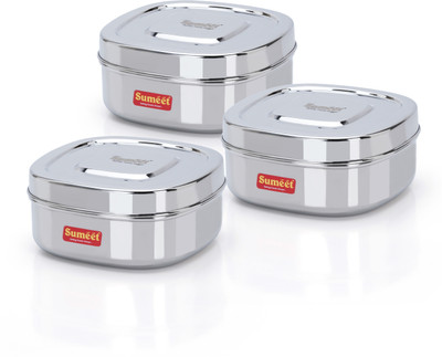 Sumeet Steel Utility Container  - 1000 ml(Pack of 3, Silver)