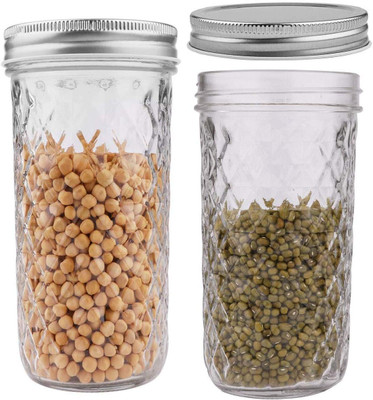 Star Work Glass Grocery Container  - 320 ml(Pack of 2, Clear)