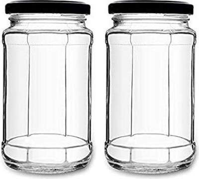 Pure Tree Glass Utility Container  - 450 ml(Pack of 2, Clear)