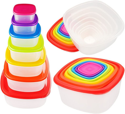 HRKENTERPRISE Plastic Fridge Container  - 2900 ml(Pack of 7, Multicolor)