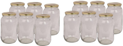 Pure Source India Glass Grocery Container  - 1 L(Pack of 12, Clear)