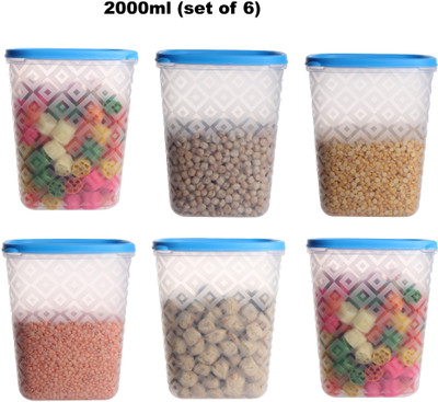 Loknath Plastic Grocery Container  - 2000 ml(Pack of 6, Blue)