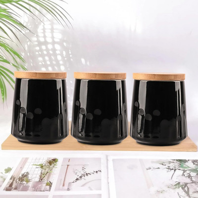KUBER INDUSTRIES Ceramic Pickle Jar  - 720 ml(Pack of 3, Black)