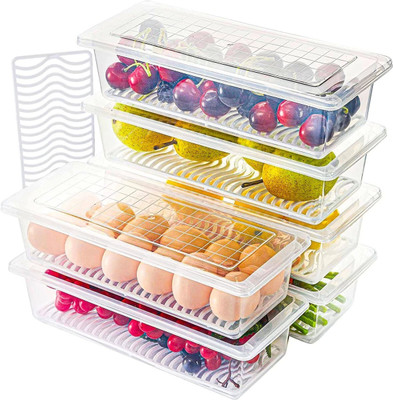 Ecodex Plastic Fridge Container  - 1800 ml(Pack of 6, Clear)