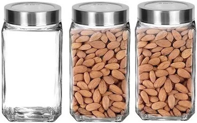 VERPHX Glass Grocery Container  - 1000 ml(Pack of 3, Clear)
