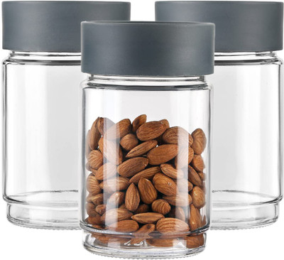Randal Glass Grocery Container  - 1000 ml(Pack of 3, Grey)