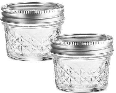 GRACIOUS MART Glass Grocery Container  - 100 ml(Pack of 2, Clear)