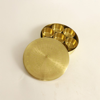 Spilbox Brass Grocery Container  - 200 ml(Gold)
