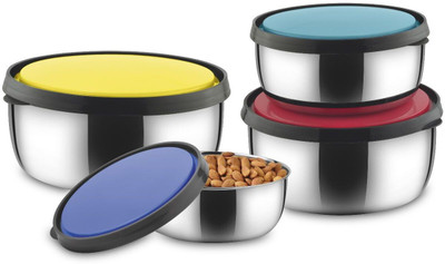 Classic Essentials Steel Fridge Container  - 350 ml, 650 ml, 950 ml, 1250 ml(Pack of 4, Multicolor)