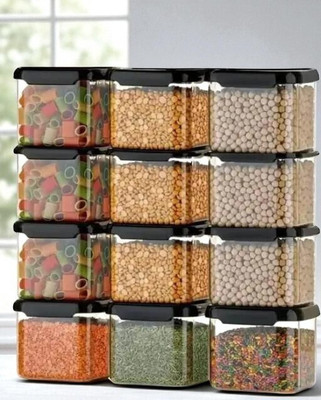 FPBOI Plastic Grocery Container  - 500 ml(Pack of 12, Black)