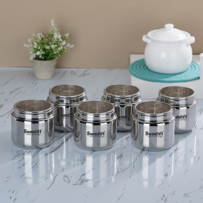 Sumeet Stainless Steel Utility Container  - 400 ml(Pack of 6, Silver)