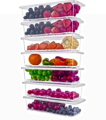 STUNNER ENTERPRISE Plastic Fridge Container  - 2000 ml(Pack of 7, Clear)