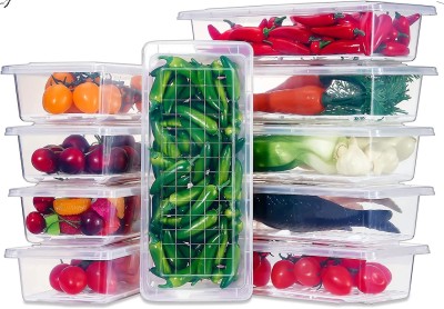 Mataiva Plastic Fridge Container  - 1500 ml(Pack of 10, Multicolor)