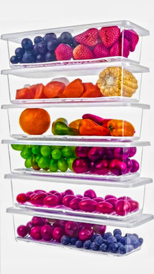 PlanetOneX Polypropylene Fridge Container  - 1.5 L(Pack of 6, White)