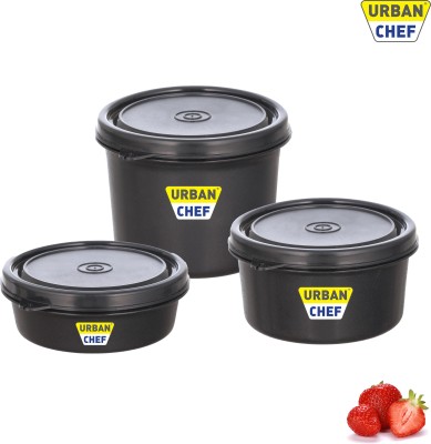 Urban Chef Stainless Steel Utility Container  - 600 ml, 450 ml, 290 ml(Pack of 3, Black)