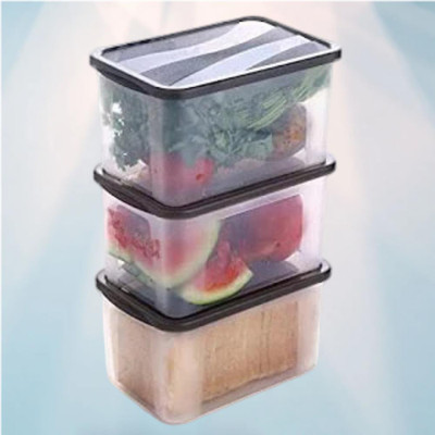ADMONITION Plastic Bread Container  - 2000 ml(Pack of 3, Black, White)