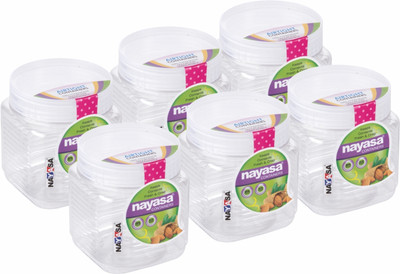 NAYASA Plastic Grocery Container  - 1000 ml(Pack of 6, White)