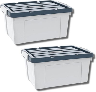 WHISKET Plastic Utility Container  - 11 kg(Pack of 2, White, Grey)