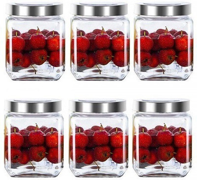 shreenath sales Glass Grocery Container  - 500 ml(Pack of 6, Clear)