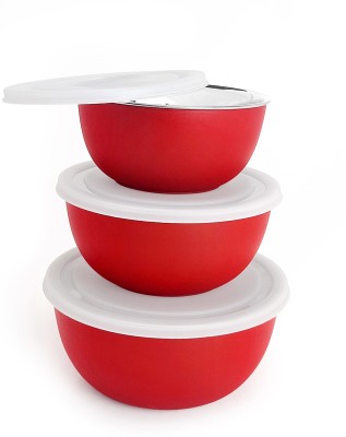 Zaib Steel, Polypropylene Grocery Container  - 1250 ml, 750 ml, 500 ml(Pack of 3, Red)
