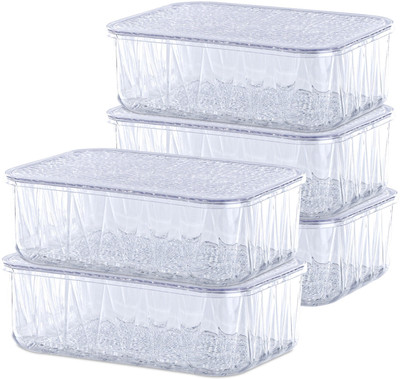 KUBER INDUSTRIES Polypropylene Utility Container  - 1200 ml(Pack of 5, Transparent)