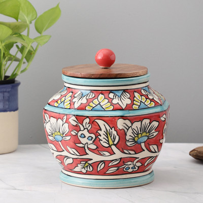 VarEesha Ceramic Utility Container  - 750 ml(Multicolor)