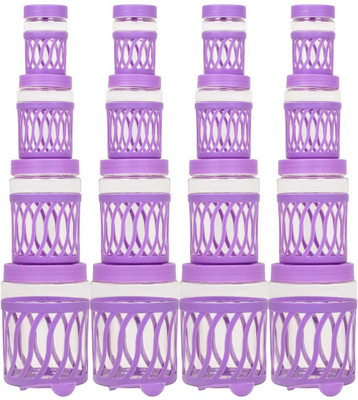 Sentricus Plastic Grocery Container  - 245 ml, 345 ml, 645 ml, 1200 ml(Pack of 16, Violet)