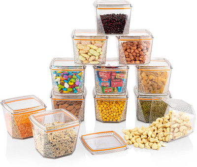 Sentricus Plastic Grocery Container  - 500 ml(Pack of 12, Orange)