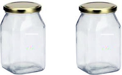 Somil Glass Cookie Jar  - 200 ml(Pack of 2, Clear)
