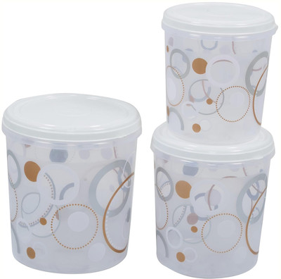 AK HUB Plastic Grocery Container  - 5000 ml, 7500 ml, 10000 ml(Pack of 3, White)