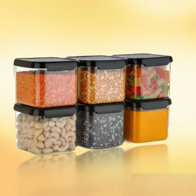 Charmpeak Plastic Grocery Container  - 500 ml(Pack of 6, Black)