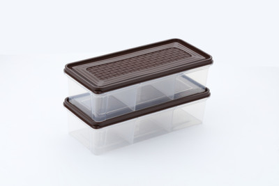 yornext Plastic Fridge Container  - 2000 ml(Pack of 2, Brown)
