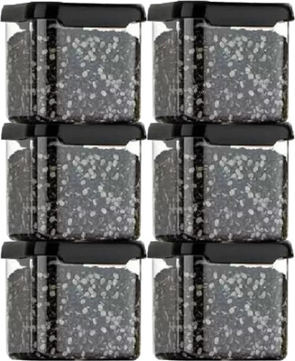 Ezreal Plastic Grocery Container  - 500 ml(Pack of 6, Black)