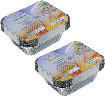 Freshee Aluminium Fridge Container  - 450 ml(Pack of 2, Silver)