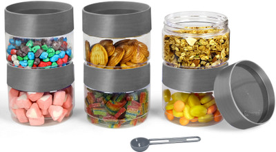 Pearlpet Plastic Grocery Container  - 500 ml(Pack of 6, Grey)