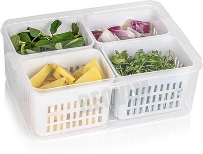 nilkanth Plastic Fridge Container  - 200 ml(White)