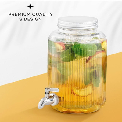 DSRPC Glass, Steel Milk Container  - 5000 ml(Pack of 3, Clear, Silver)
