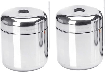 LIMETRO STEEL Steel Utility Container  - 500 ml(Pack of 2, Silver)