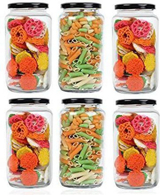 Tap2kaart Glass Grocery Container  - 1000(Pack of 6, Black)