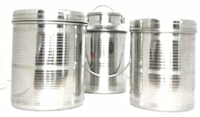 B Tech Bartanwala Steel Grocery Container  - 2 L(Pack of 3, Silver)