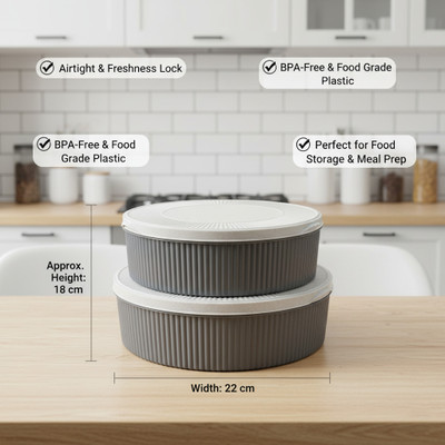 PARAS Plastic Utility Container  - 1500 ml, 1800 ml(Pack of 2, Grey)