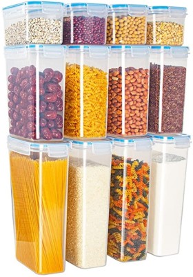 ENTITY Plastic Fridge Container  - 800 ml, 1500 ml, 2100 ml(Pack of 12, Clear)