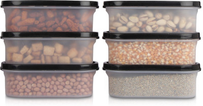 Flipkart SmartBuy Plastic Grocery Container  - 525 ml(Pack of 6, Black)