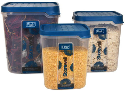 FLAIR Plastic Grocery Container  - 6 L, 8 L, 12 L(Pack of 3, Blue)