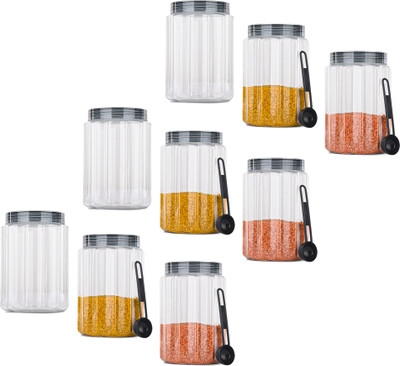 KUBER INDUSTRIES Plastic Grocery Container  - 1500 ml(Pack of 9, Grey)