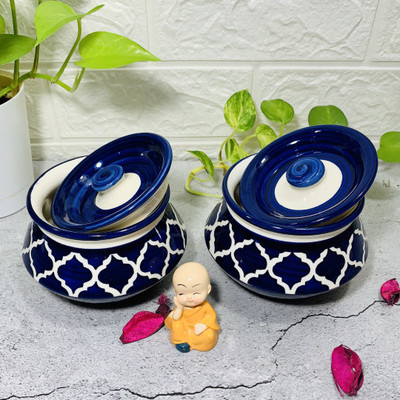 HomeFrills Ceramic Utility Container  - 350 ml(Pack of 2, Blue)